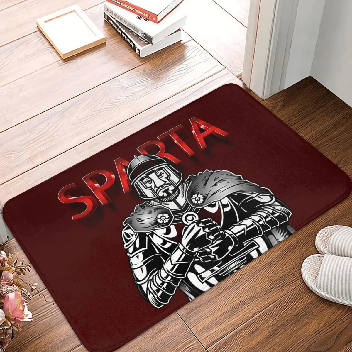 Spartan Cartoon Non-slip Doormat Soldier Bath Kitchen Mat Outdoor Carpet Home Pattern Decor