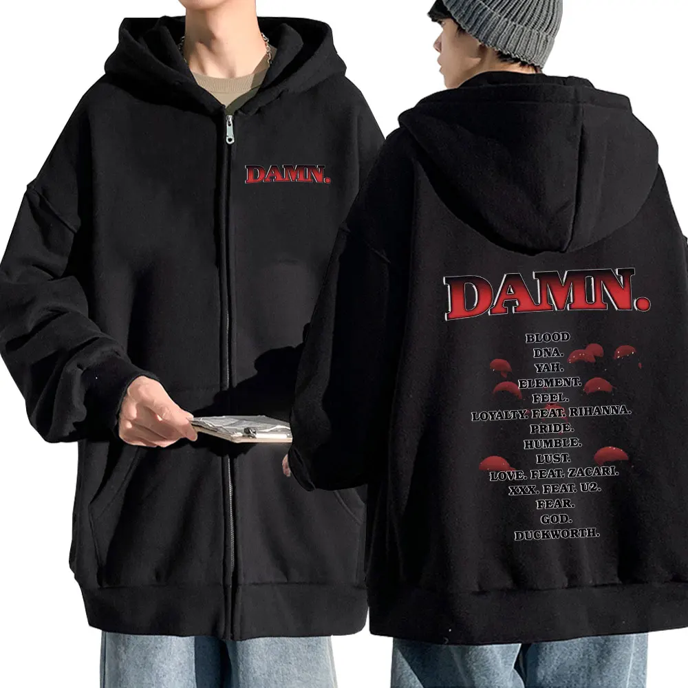 

Rapper Kendrick Lamar Damn Graphic Zipper Hoodies Men Women Fashion Hip Hop Oversized Hoodie Vintage Gothic Zip Up Sweatshirts