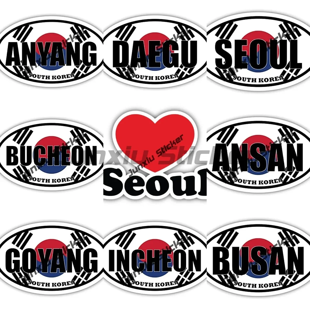 I Love Seoul South Korea Slogan Car Bumper Sticker Decal Seal Sticker of South Korea Seoul Stamp Seoul South Korea Flag Decal