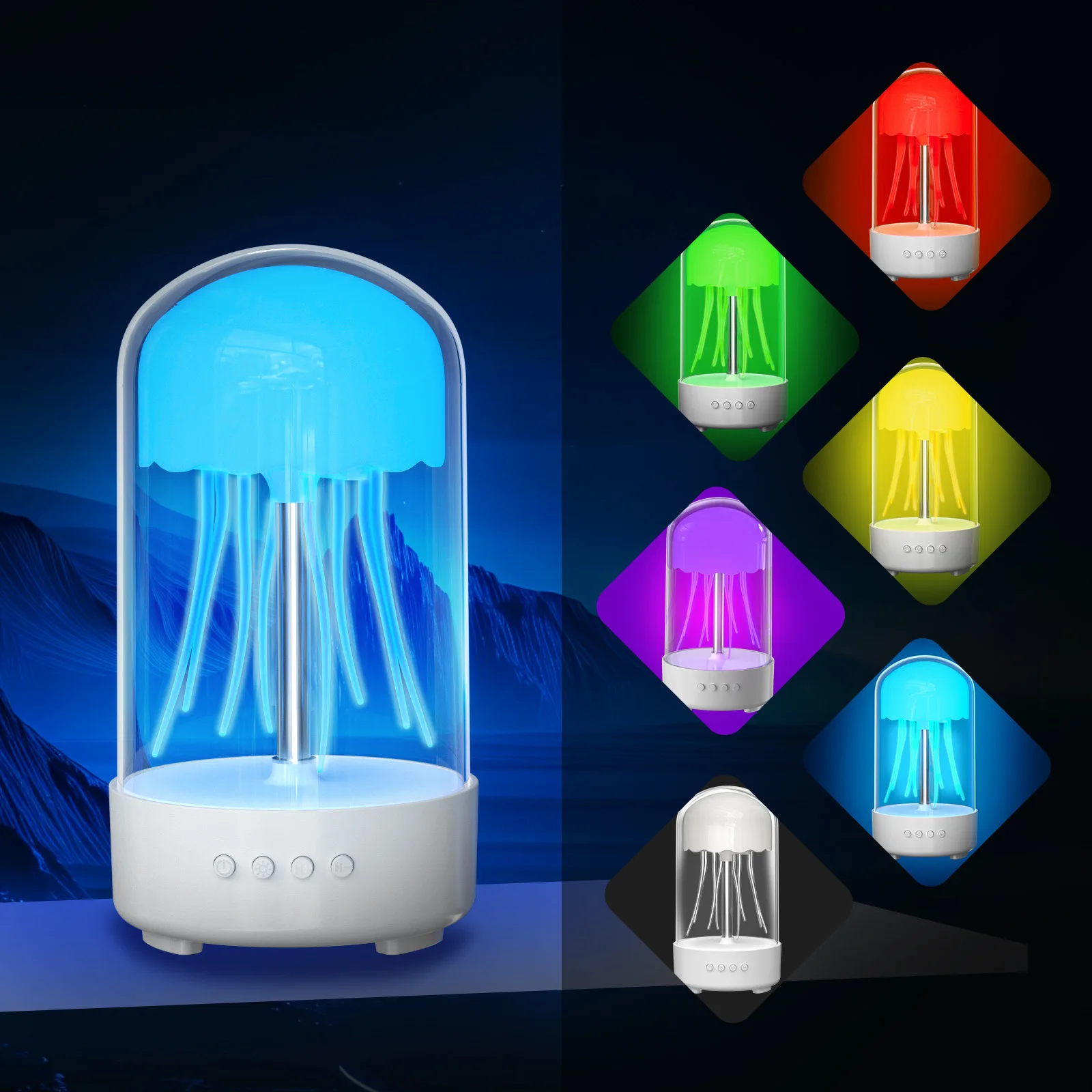 

Медуза Bluetooth-динамик Ночник 7-цветный RGB светодиодный светильник для настроения Уход за глазами Декор для спальни Настольная лампа с питанием от USB