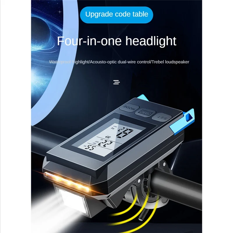 CGDS-ساعة رمز لاسلكية للدراجة مع مصباح قرن، مصباح أمامي للدراجة، ساعة رمز لاسلكية مع معدات المصباح #2