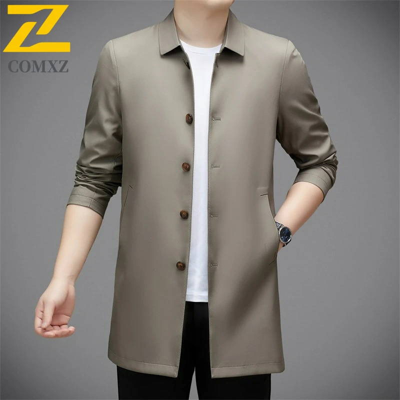 Male Versatile Trench Coat Loose Fit Business Casual Windproof Outerwear Premium Comfort Lightweight Spring Autumn Mens Clothing
