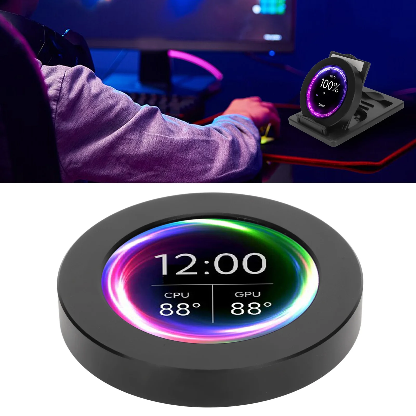 

2.1 Inch IPS Mini Round Screen 480x480 for AIDA64 PC CPU RAM HDD Data Monitor PC Sub Display for Chassis for Win for Linux