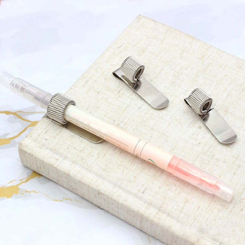 Single Double Triple Hole Pen Holder with Pocket Clip Metal Spring Pen Clips for Notebooks Diary Kawaii Doctors Nurse Pen Holder