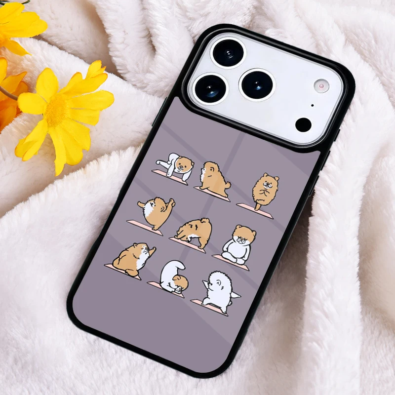 Pomeranian Dog Yoga fashion Phone Case Cover for IPhone 11 12 13 14 15 16e 17 Pro Max  mobile for IPhone 17 Air