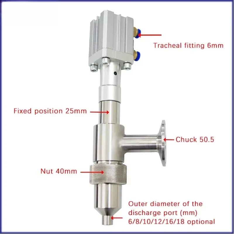 304 Stainless Steel Anti-Drip Filling Head Chuck Straight Head Pneumatic Filling Machine Accessories Discharge Nozzle