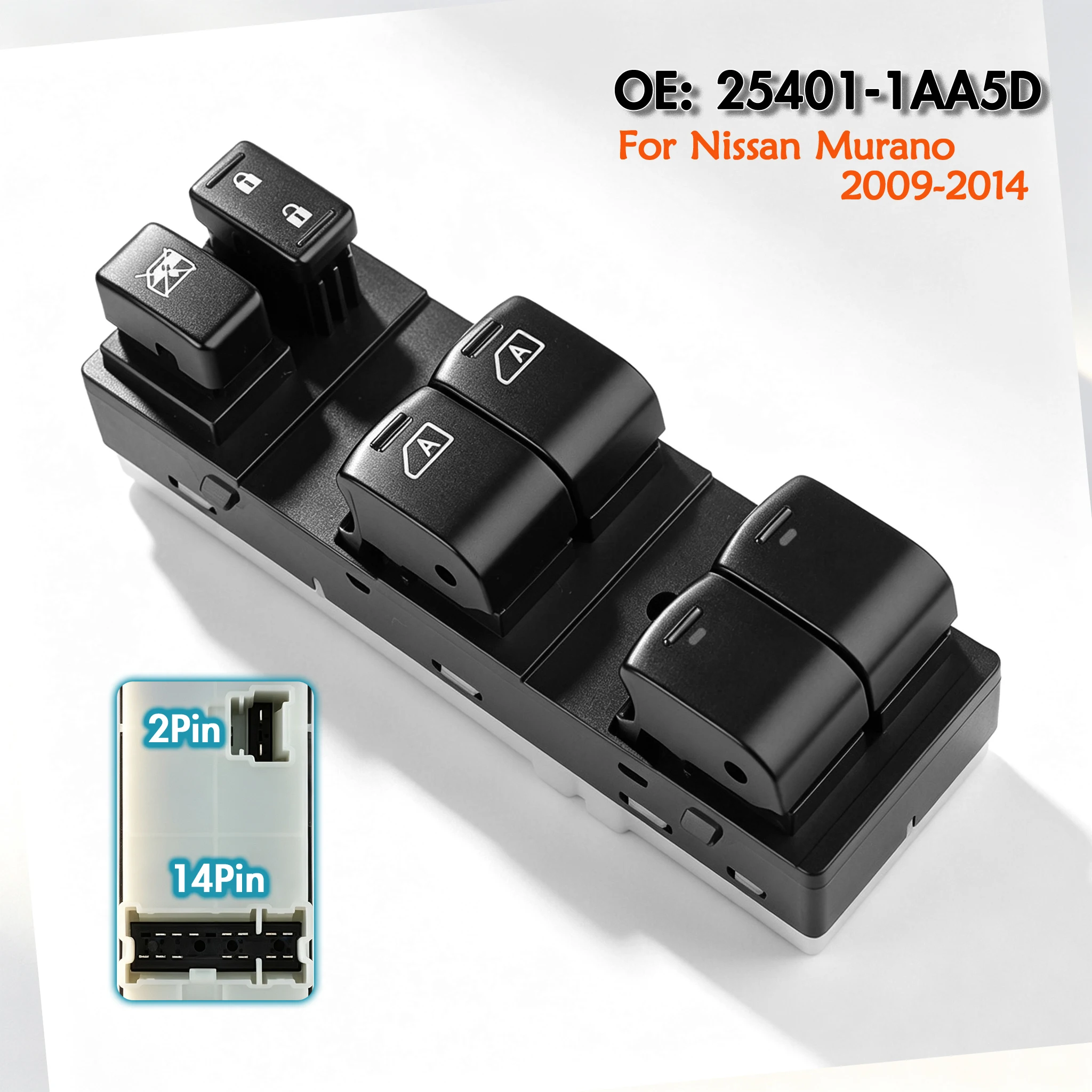25401-1AA5D For Nissan Murano 2009-2014,Front Left Driver Side Electric Master Power Window Switch Glass Lifter Control Button