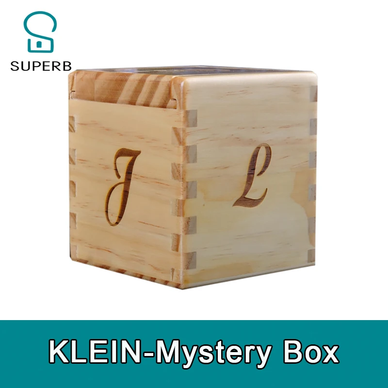 ห้องหลบหนี Klein Mystery Box เปิดกล่องตามลําดับที่ถูกต้องเพื่อเปิดเบาะแส ห้องหลบหนีปริศนาไม้ Superb 1987