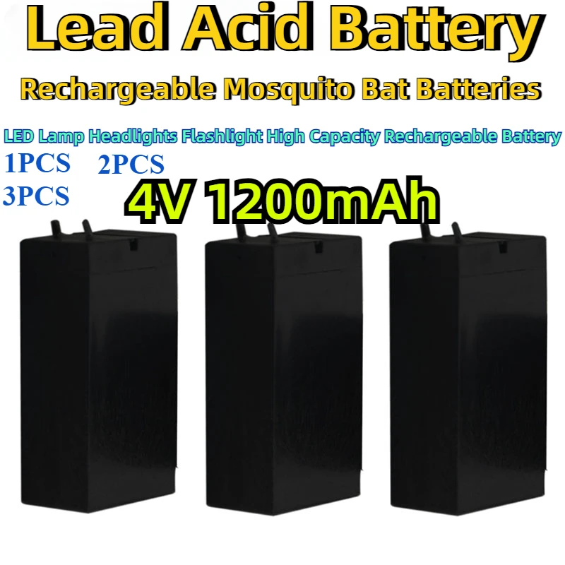 

Rechargeable Mosquito Bat Batteries 4V Lead Acid Battery 1200mAh LED Lamp Headlights Flashlight High Capacity Rechargeable Batte