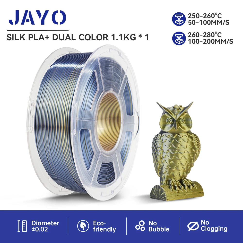 JAYO PLA PLUS SEIDE/TPUSILK/SKDC SEIDE 3D-Drucker-Filament 1 Rollen/1,1 kg 1,75 mm 100 % keine Blase FDM 3D-Druckermaterialien DIY-Geschenk