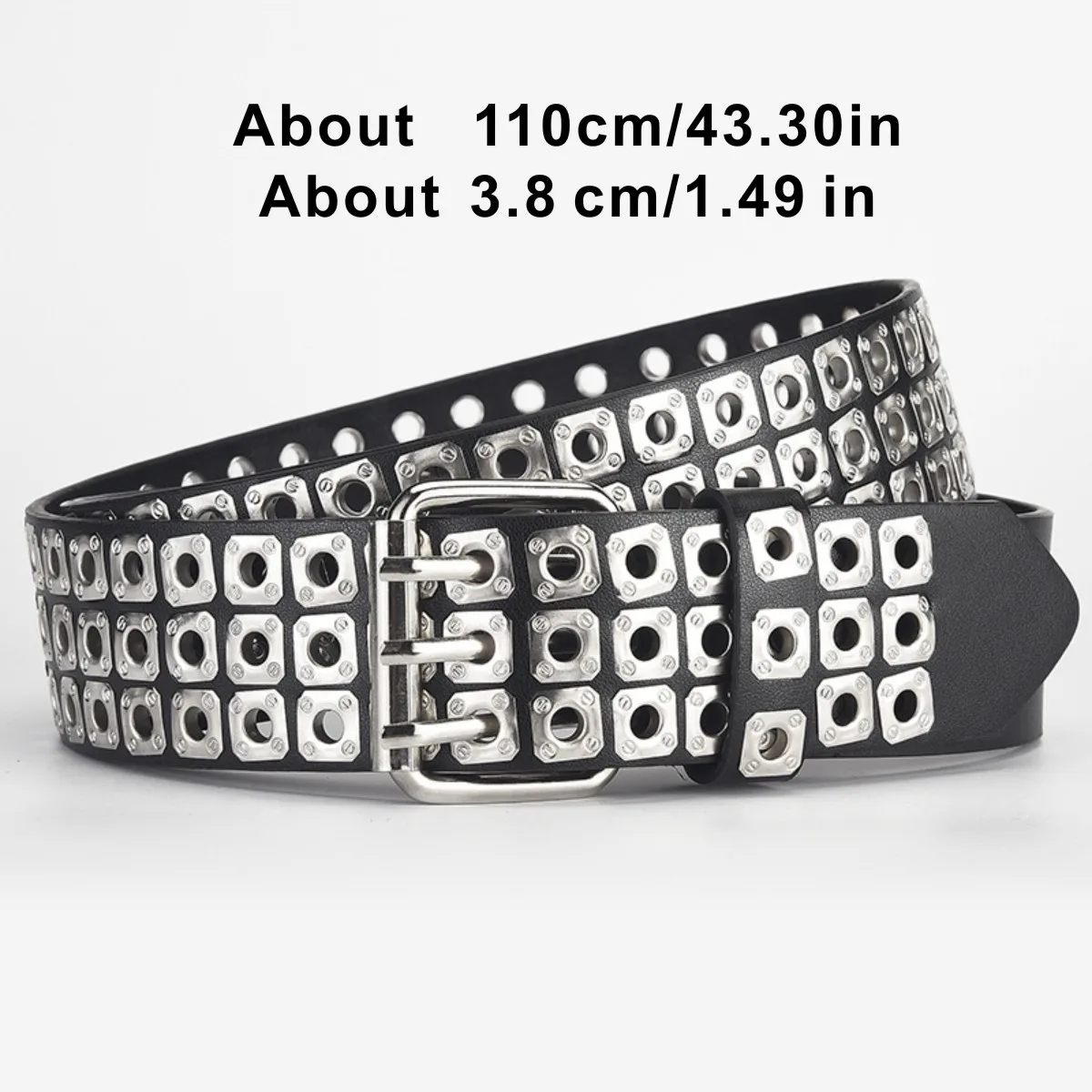 Innovative Fashion Square Beads, Willow Nails, Three Exhaust Eyes, Punk Street Cool, Personalized Men\'s and Women\'s Belts