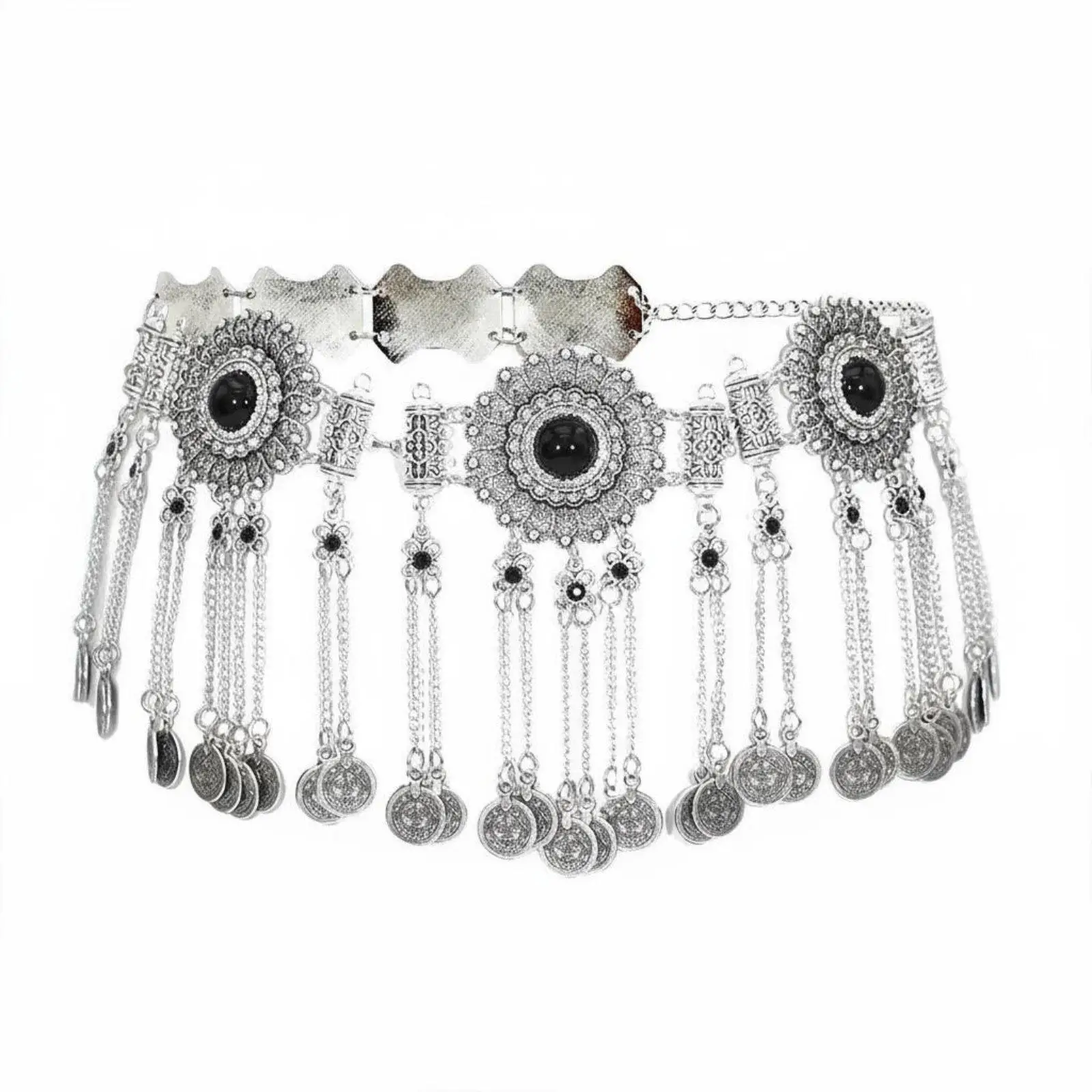 Women Waist Chain Boho Disc Tassel Belly Dance Belt Adjustable Costume Accessory for Bellydance Performance