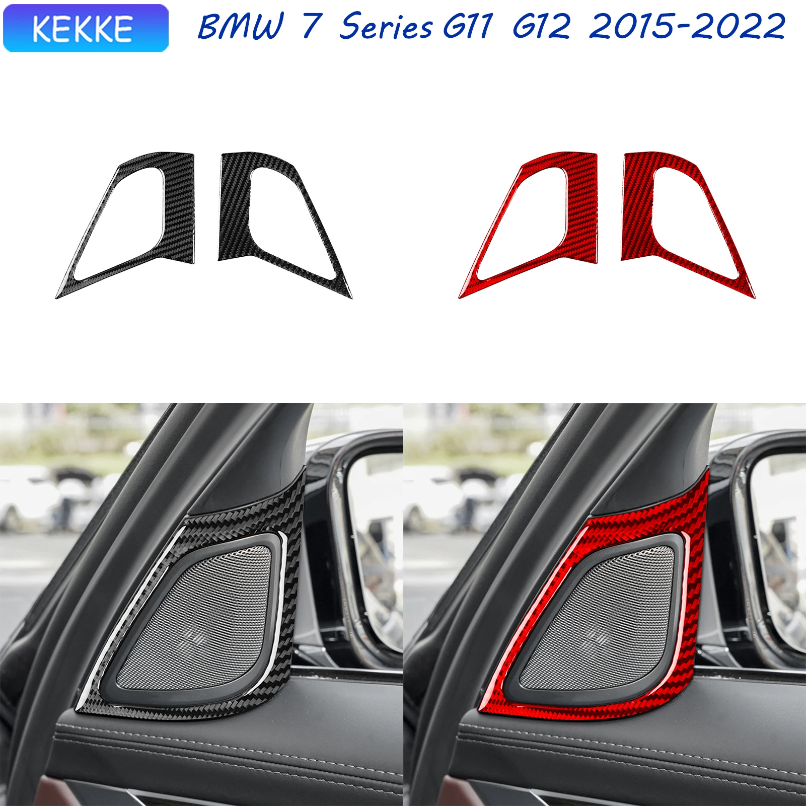 

For BMW 7 Series G11 G12 Accessories 2015-2022 Interior A-pillar Horn Carbon Fiber Trim Decal Auto Decoration Sticker Black