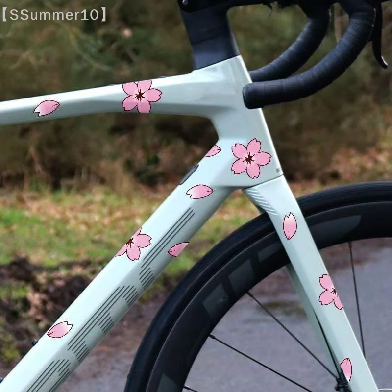 【SSummer10】12/24Pcs Cherry Blossom Decal Stickers - Suitable for Covering Vehicle Scratches Bicycle Motorcycle Helmet【SS】
