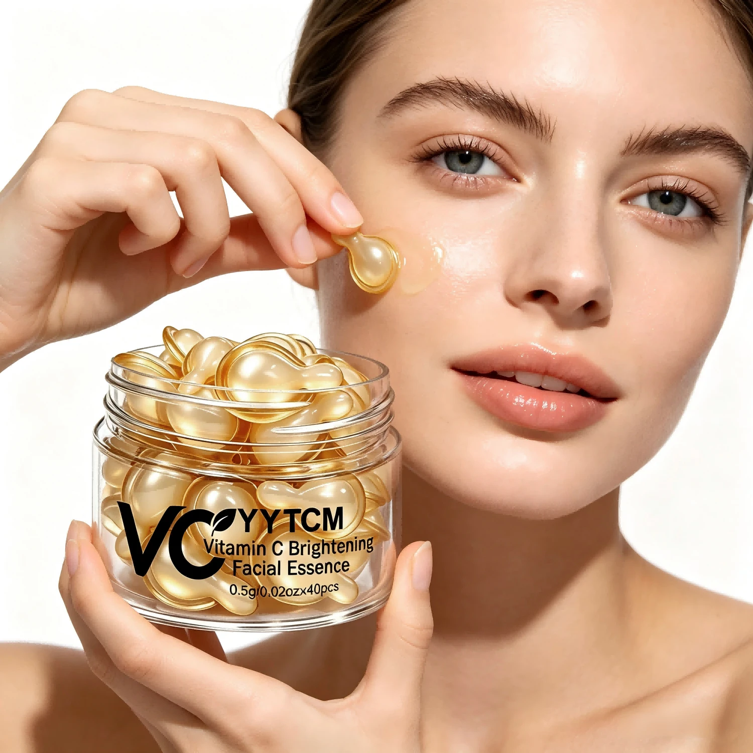 Suero facial con vitamina C, hidratante e iluminador, reafirmante de la piel, contiene vitamina E, retinol, ácido hialurónico, suero para el cuidado de la piel facial, 18 cápsulas/30 cápsulas/40 cápsulas/50 cápsulas/60