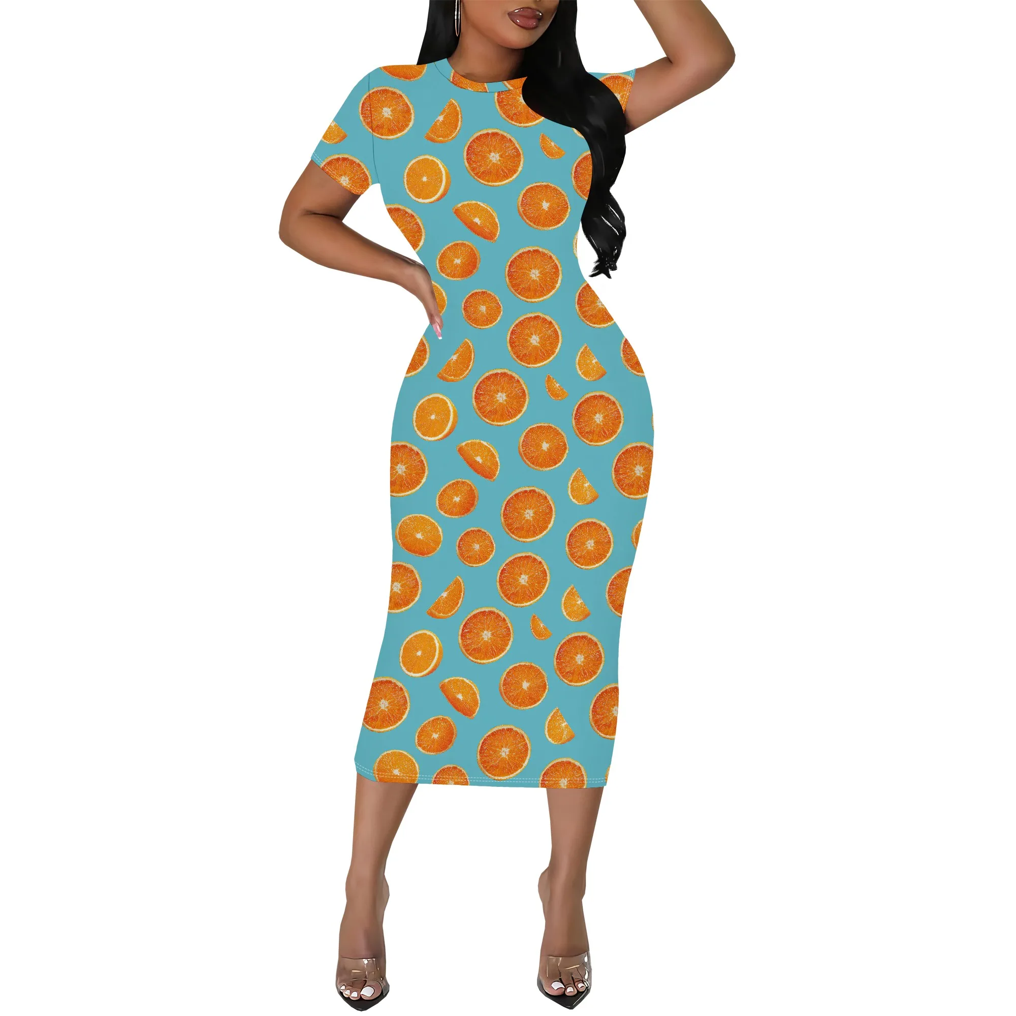 

Women's Short Sleeve Bodycon Midi Dress Ruched Pencil Dress Tummy Control Summer Dress Sexy Date Night Club Dress