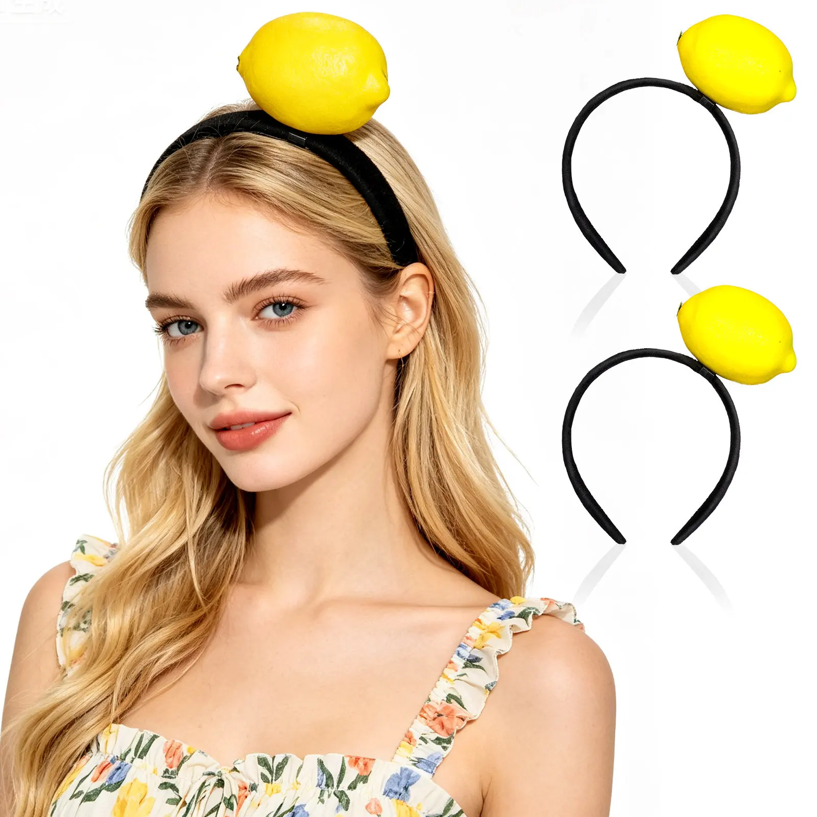 2 Peças de Tiara Divertida em Forma de Fruta, Aro de Cabelo de Limão Macio para Fantasia de Festa, Aniversário, Casamento, Feriado