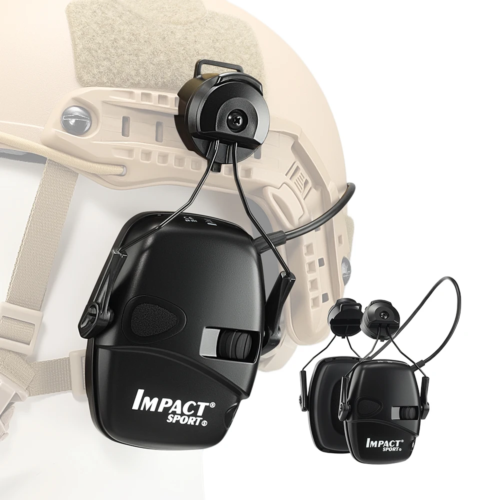 Impact Sport Tactical Electronic Earmuff FAST Rail Mount Sound Amplification Noise Reduction Headset for Shooting Hunting Airsof