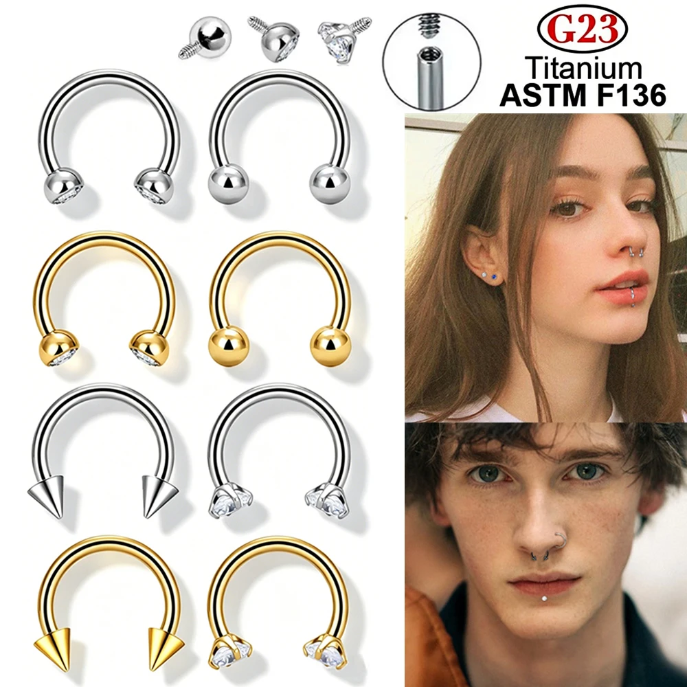 1/5/10Pcs ASTM F136 Lip Eyebrow Ear Septum Helix Cartilage Septum Nose Rings Piercings Body Jewelry Piercing Labret Nariz C Rod