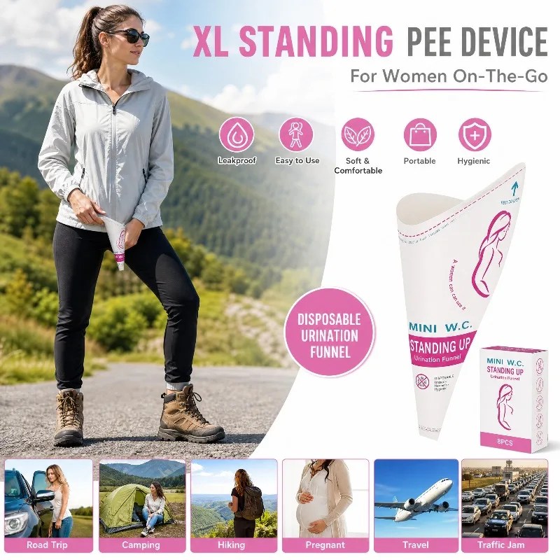 1/12/20Pcs Women Stand Up Portable Leak-Proof Urinal Funnel Disposable Female Urinal Outdoor Traveling Emergency