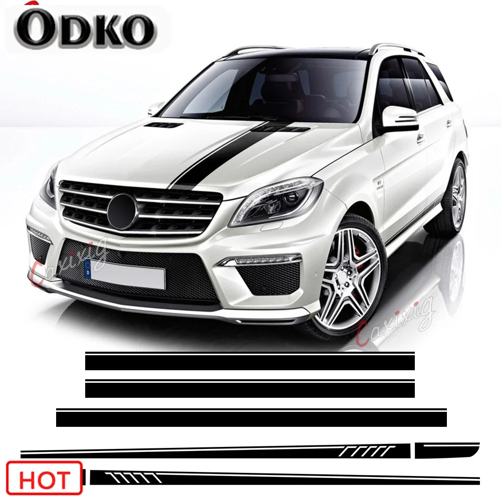 

Стильная боковая юбка на дверь автомобиля, капот в полоску, наклейка на кузов, Stciker для Mecedes Benz ML Class W164 W163 W166 ML320 ML350 ML55 ML63 507