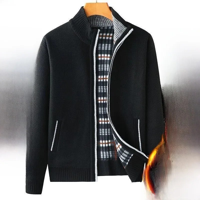 

Мужской повседневный свитер на молнии на подкладке Fce, удобный теплый топ для осени и зимы среднего возраста и ly