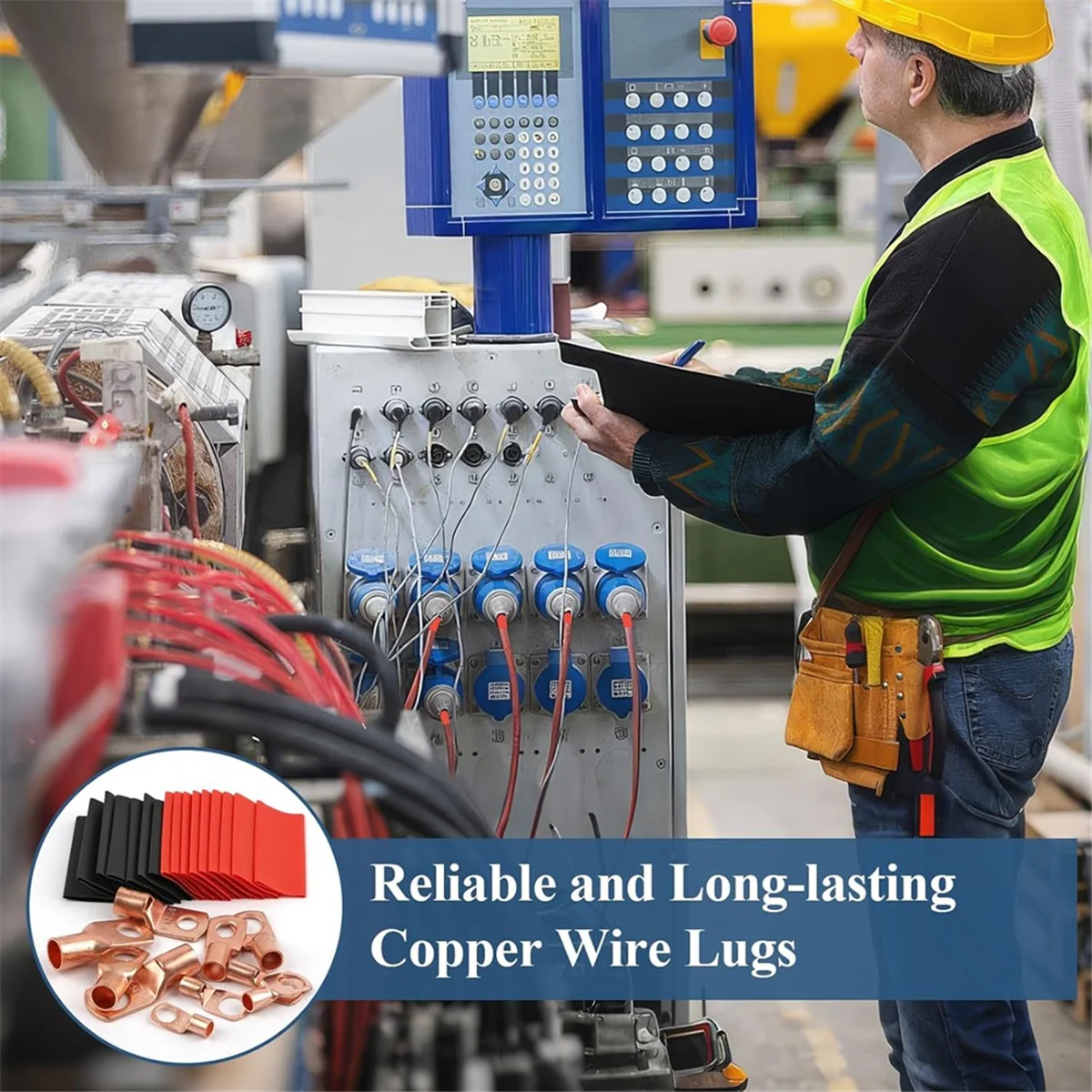 

AA98 Copper Wire Lugs 130Pcs, AWG 2 4 6 8 10 12 Gauge Battery Cable Ends Connectors Assortment Kit for Marine, Automotive