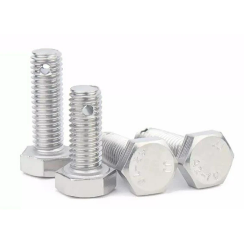 5/10/20/50pcs 304 Stainless Steel Hexagonal Tail Perforated Screw M3 M4 M5 M6 M8 10M M12 Shaft with Hole Bolt GB31.1