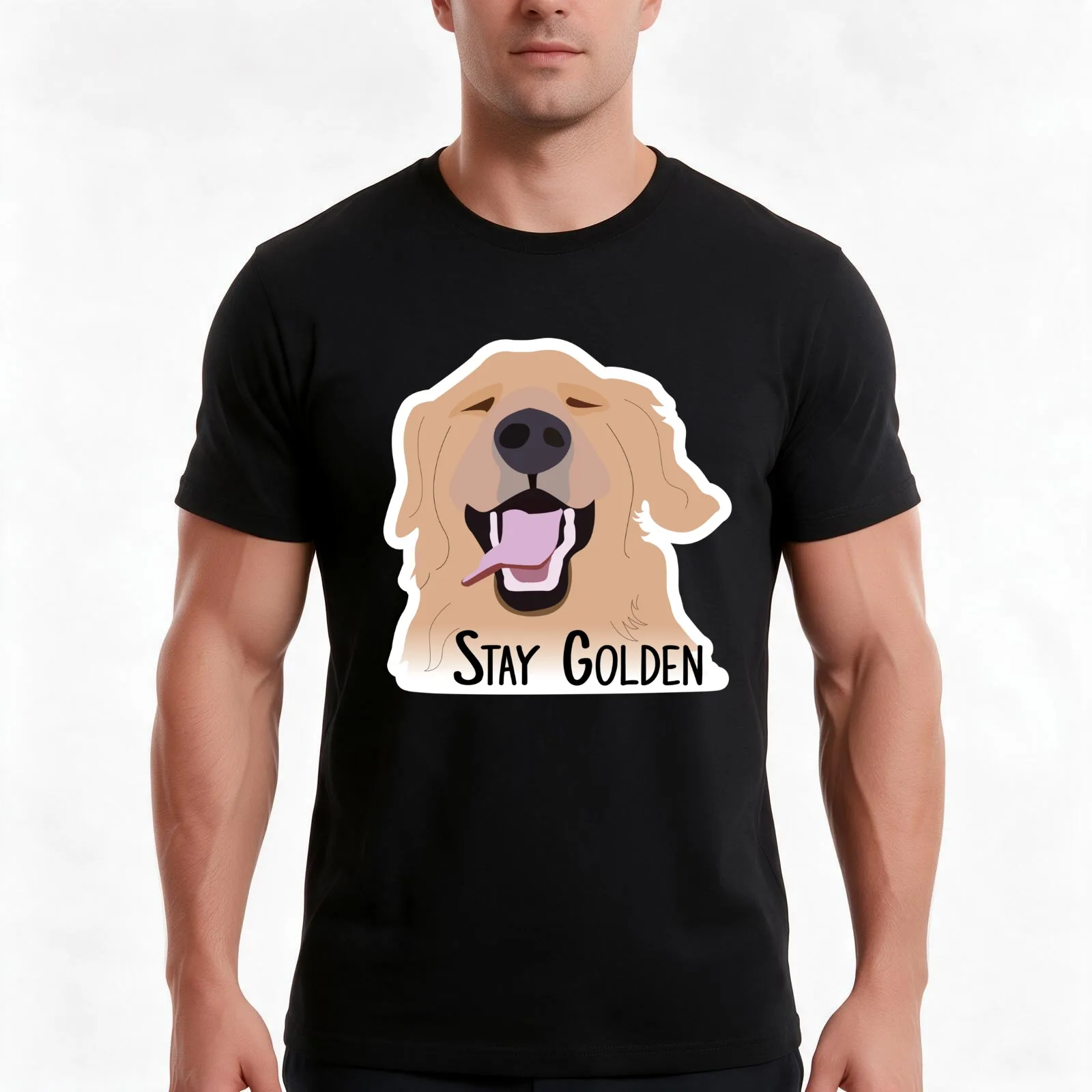 Stay Golden Retriever T-Shirt Summer Casual Cotton Tee Oversized Streetwear Tops Vintage Graphic Print Unisex Men Women