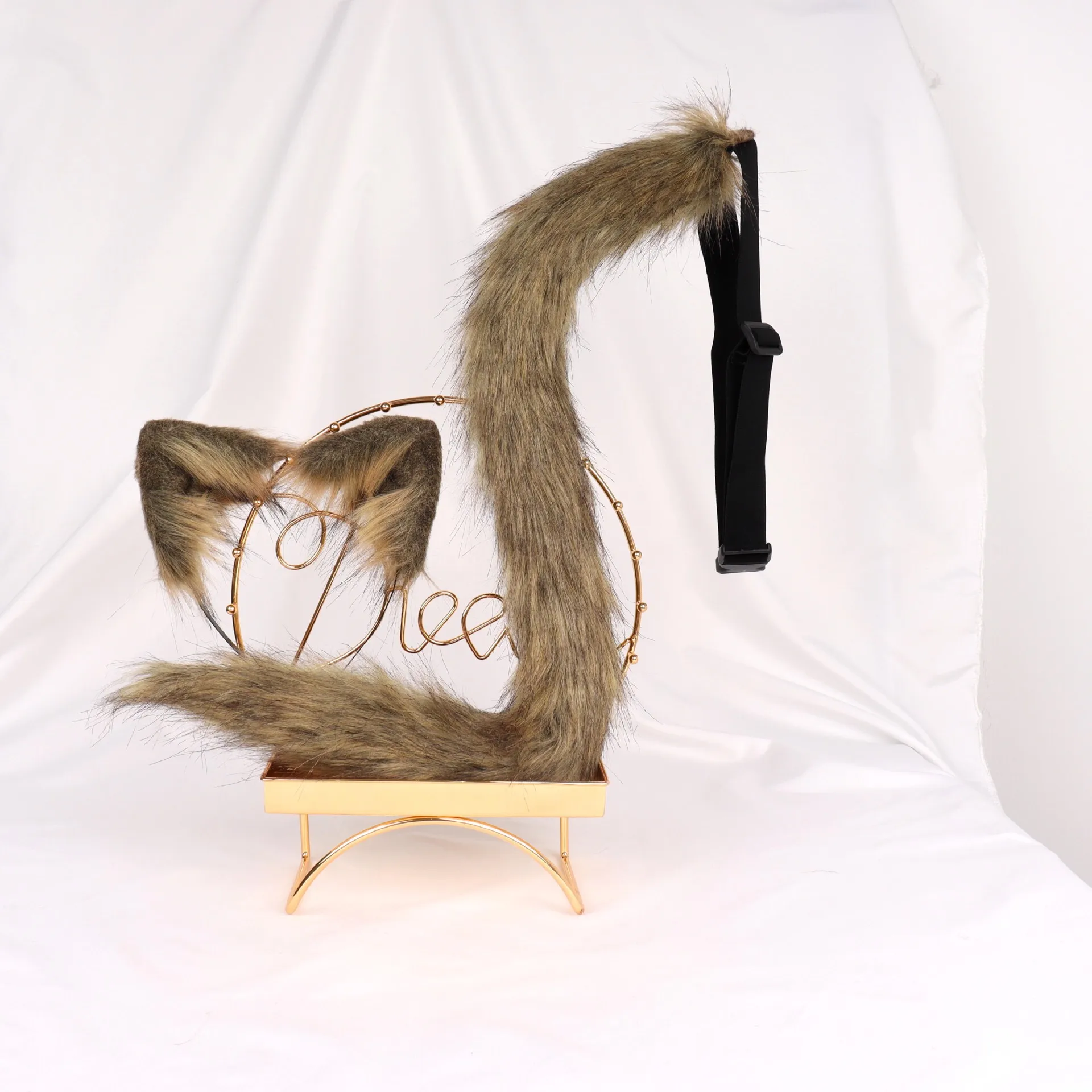 Plush Animal Ears Handmade Simulation Cat Ears Headband Cos Three-flower Cat Tail Set Accessories Props