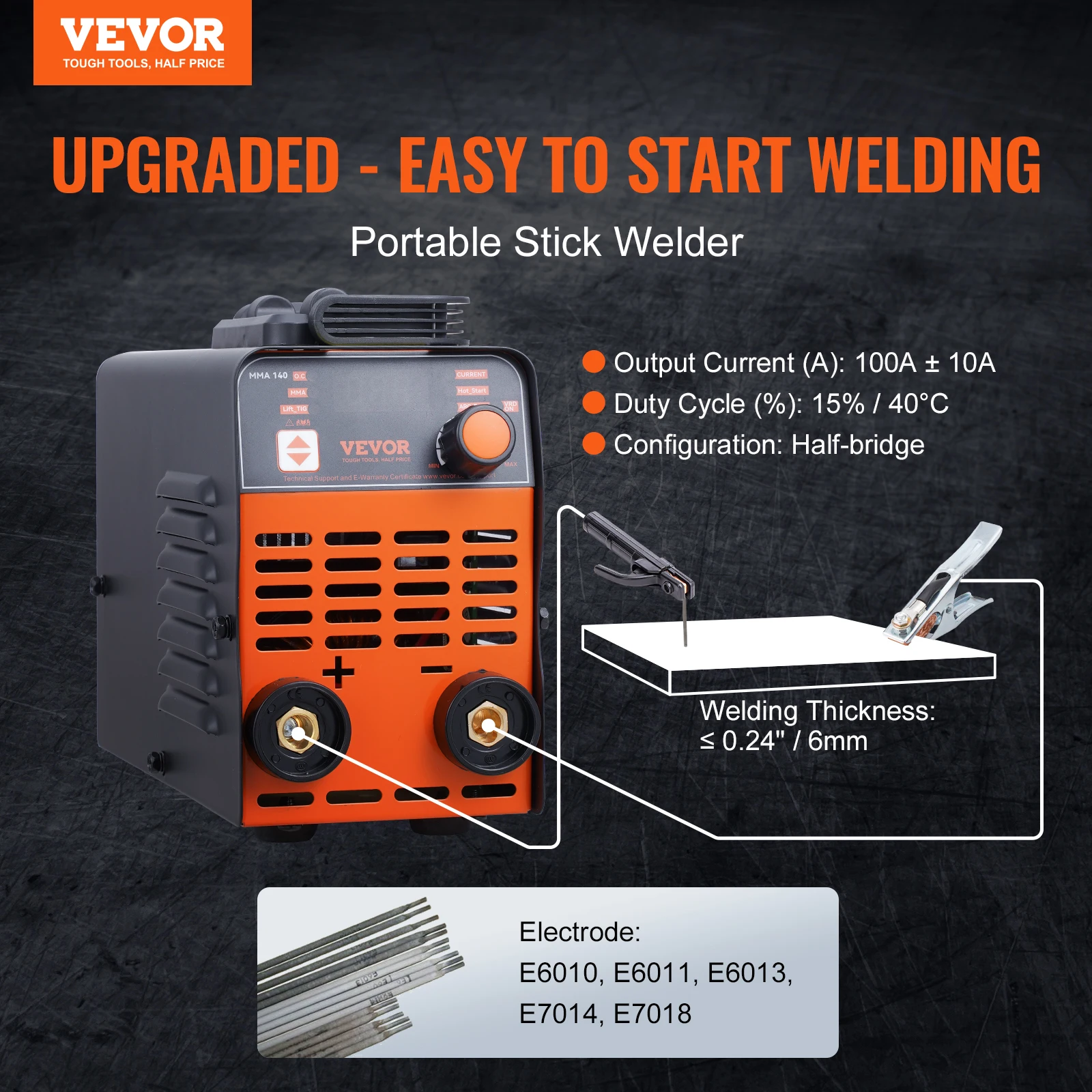 VEVOR Stick Welder 140A/160A/200A ARC/Lift TIG 2-IN-1 Welding Machine with IGBT Inverter Portable MMA Welder Machine Hot Start