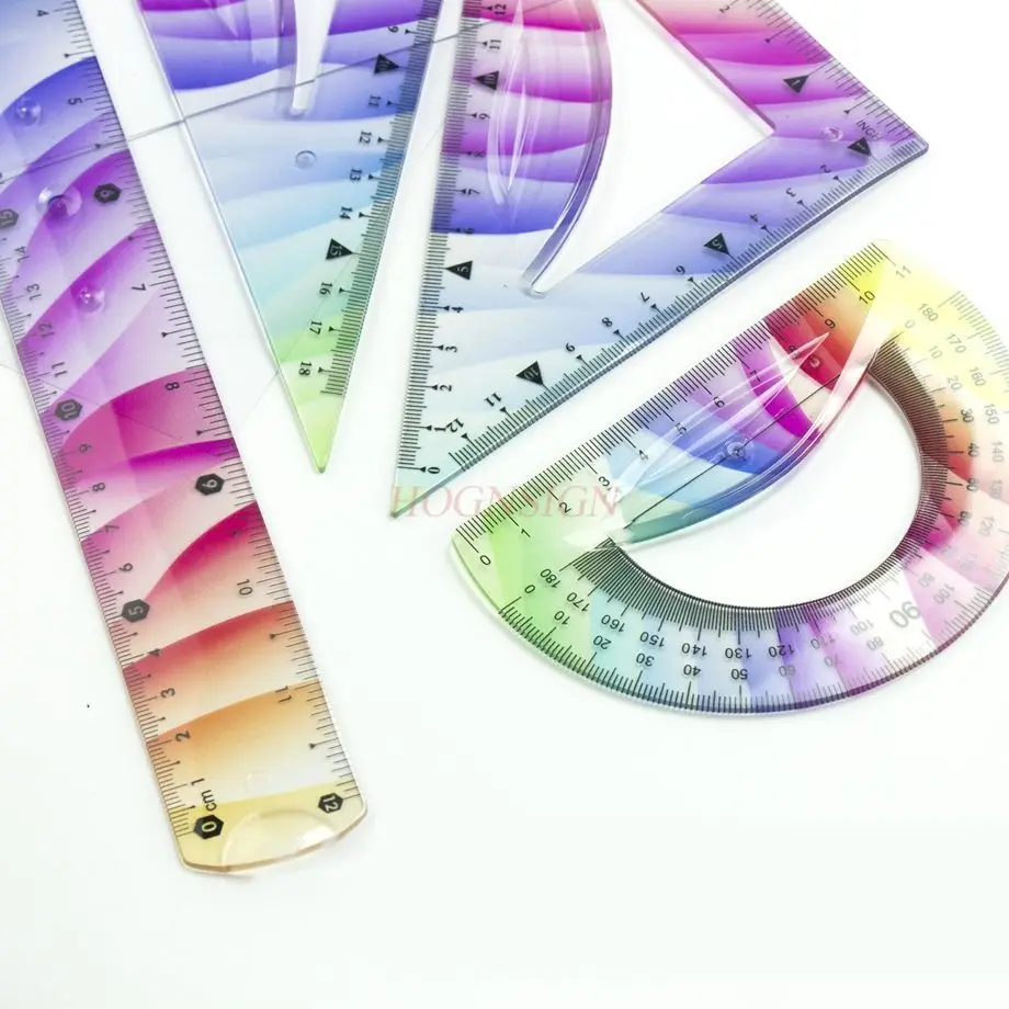 4pcs/set Soft ruler, straight ruler, colorful ruler, elementary school stationery set, multifunctional transparent plastic