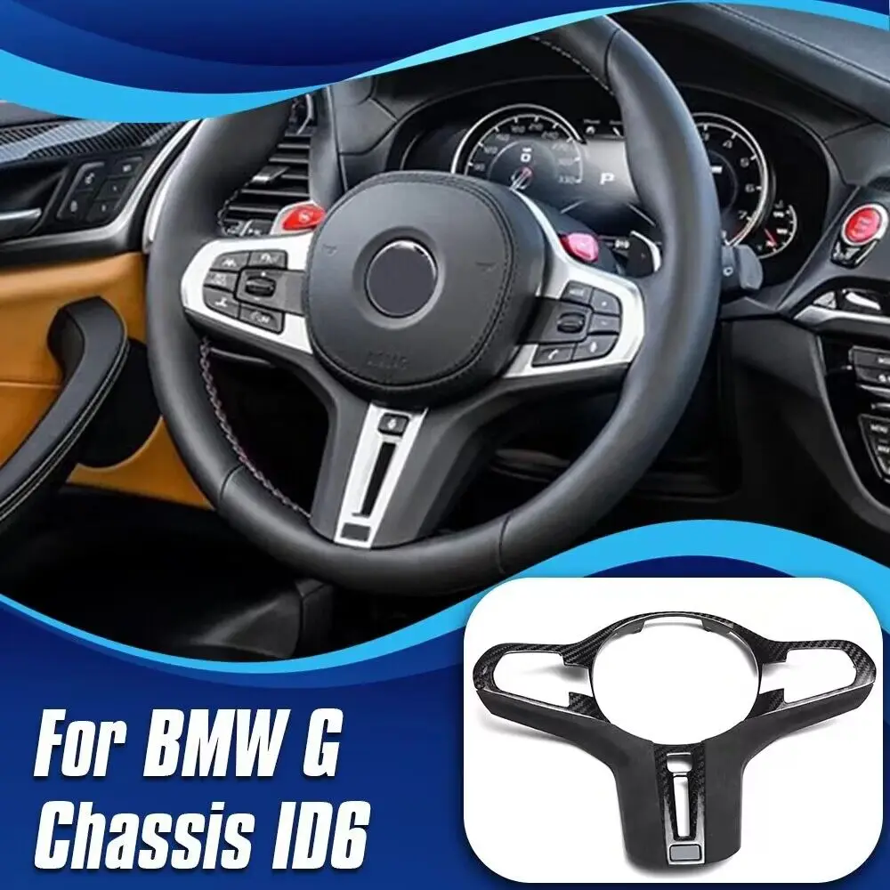 Fit For BMW G01 G02 G30 M5 F90 F98 X3 X4 X3M X4M ID6 ID7 Carbon Fiber Car Steering Wheel Panel Decoration Cover Trim Frame