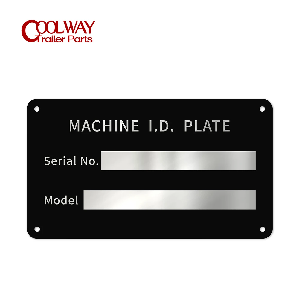 Machine Equipment Aluminum Plate Tag Serial Model ID Number High Quality Black Chrome RV Parts Camper Accessories