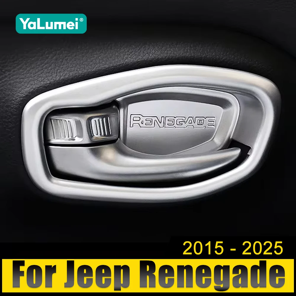 

For Jeep Renegade 2015-2017 2018 2019 2020 2021 2022 2023 2024 2025 ABS Car Internal Door Handle Bowl Frame Cover Trim Stickers