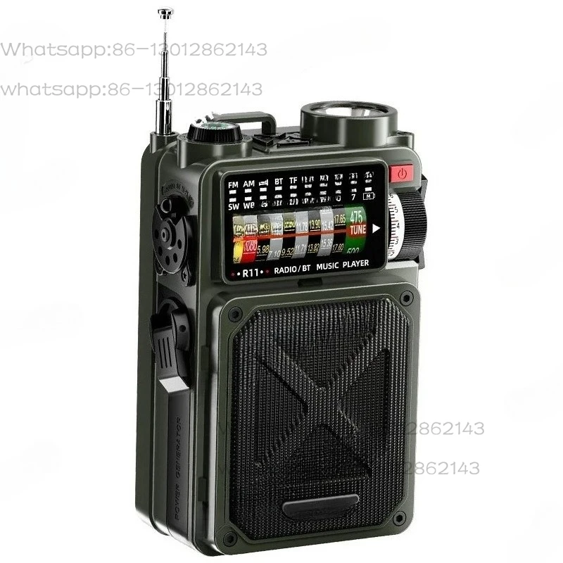 Hand cranked radio emergency solar Bluetooth outdoor camping alarm disaster prevention earthquake emergency light