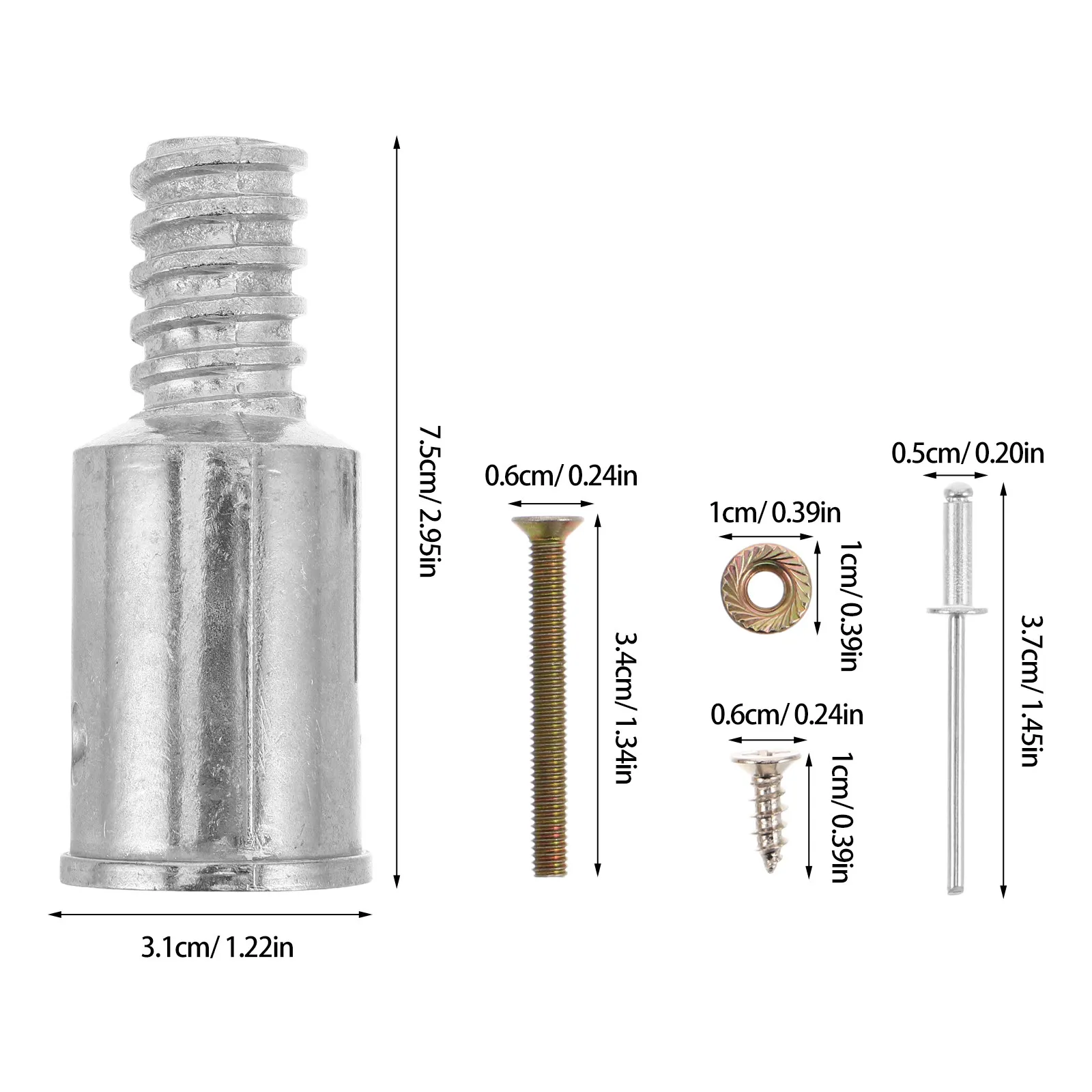 1Set Aluminum Alloy Threaded Tip Mop Handle Connector Tip 25Mm Replacement Broom Handle End Adapter Extension Pole Threaded