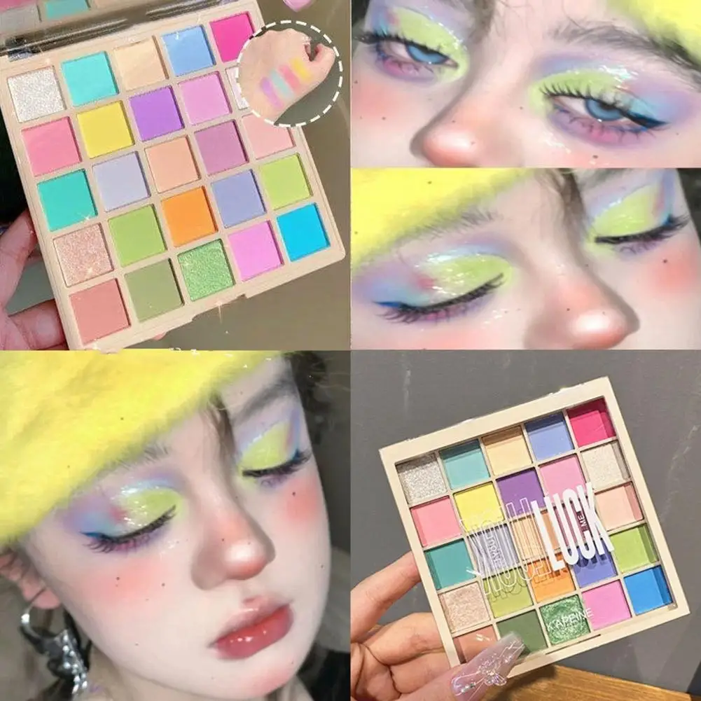 25-Color Lucky Eyeshadow Palette Women Macaron-Colored  Dopamine Fine Shimmer & Pearlescent Cosplay Party Stage Makeup Tool