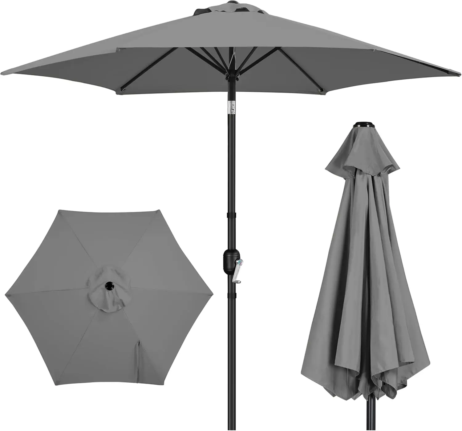 

Patio Umbrella, 9FT Outdoor Table Market Umbrella with Push Button Tilt and Crank, Yard Sun Shade with Sturdy Ribs for Garden, D