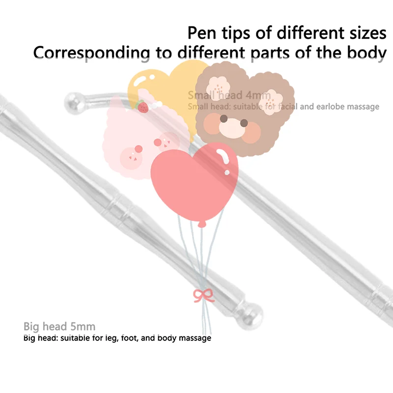 

Ручная акупунктурная ручка с двойной головкой из нержавеющей стали, триггерный точечный массажер, инструмент для глубокого массажа тканей для облегчения боли меридиана тела