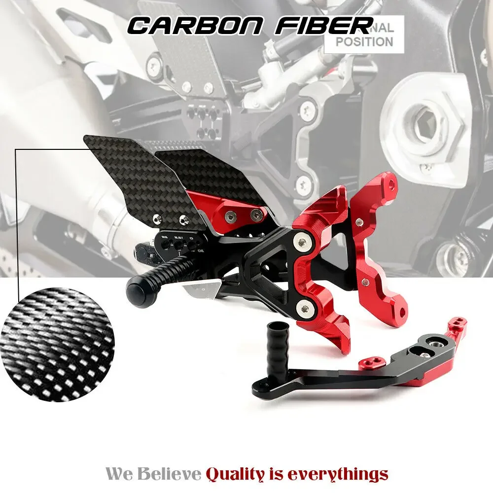 

Carbon Fiber CNC Aluminum Adjustable Motorcycle Foot Pegs Rest Rearset Rear Set Footrest for BMW S1000RR 2019-2020