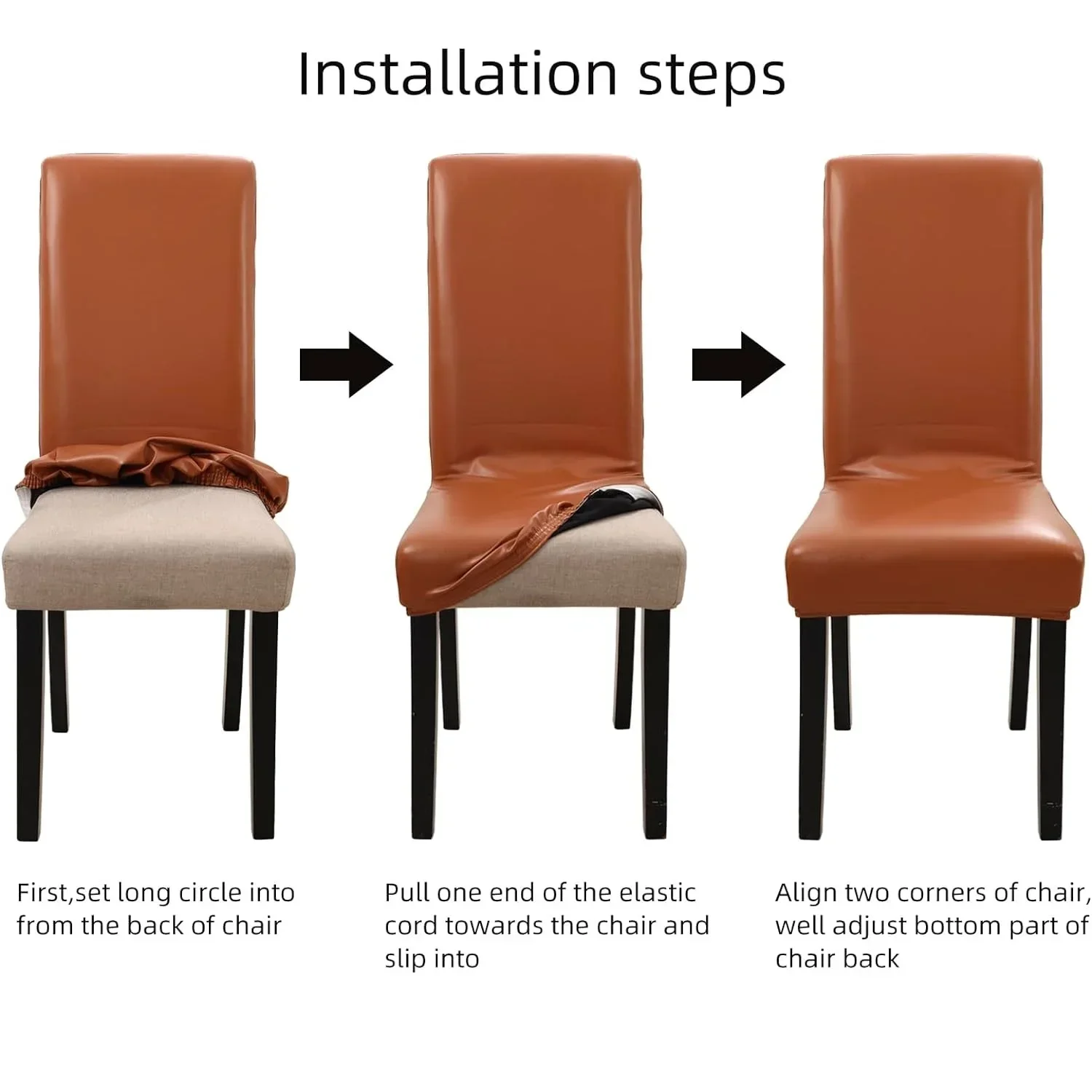 PU Leather Chair Covers Waterproof Dining Room Stretch Elastic Chair Seat Protector Home Decoration Chair Cover Wedding Party