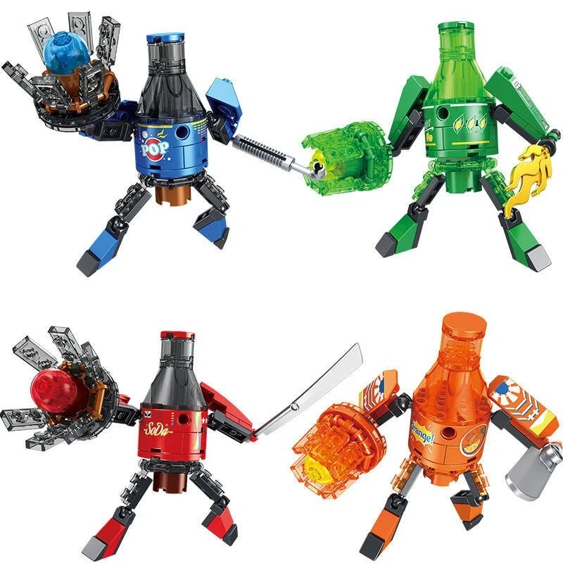 New Beverage Soda Bottle Building Block Model, Boys' Deformation Robot, Mecha Assembly Building Block Toy