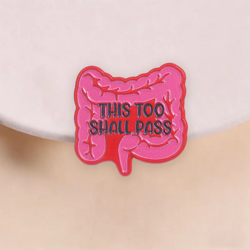 This Too Shall Pass Intestine Stomach Badge Funny Medical Organ Anatomy Brooch Pin Jewelry Gift for Doctor Healthcare Workers
