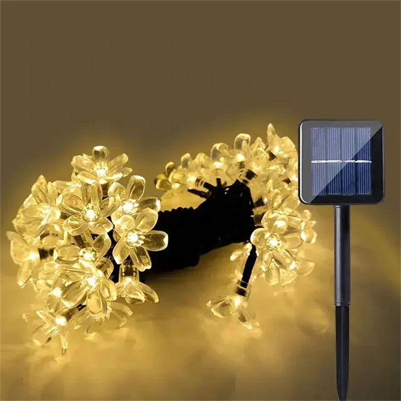 100 LED Solar Powered Outdoor Floral String Lights Waterproof Fairy Flower Garlands for Christmas Party Decor