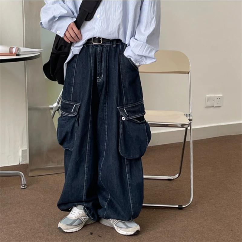 

Baggy Cargo Jeans big pocket Trousers Male Denim Pants Wide Leg Pant women's Jeans Loose Casual Streetwear Hip Hop Harajuku 2023