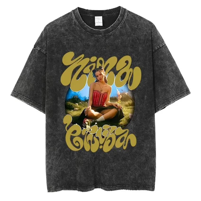 

Tour New Album Singer Nina Chuba, винтажные потертые футболки для мужчин и женщин, летние эстетические топы, модные хлопковые футболки большого размера, уличная одежда