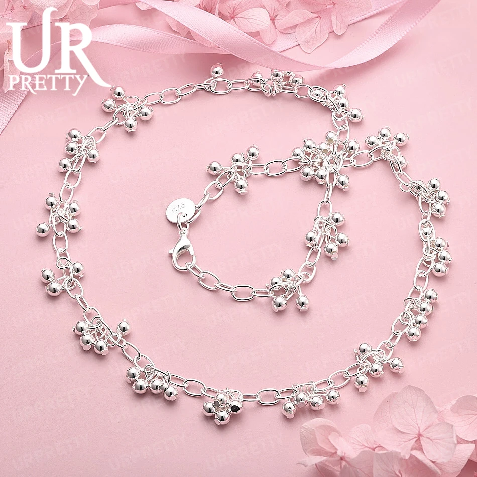 

925 Sterling Silver Grape Beads Necklace Engagement Women Party Birthday Gift Wedding Fashion Jewelry