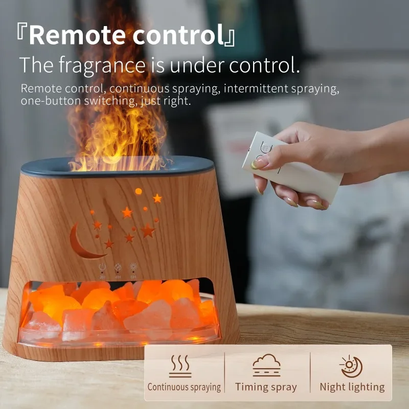 FirmHome StoreNew Intelligent Desktop Diffuser For Heavy Fog, Essential Oil Diffuser, Seven Color Flame Salt Stone Lamp Aromathe