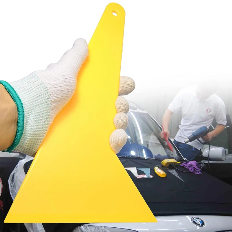 Car Window Film Squeegee Yellow Thick Plastic Triangle Tip Scraper for Vinyl Wrap Sticker Auto Window Tint Film Install Tool